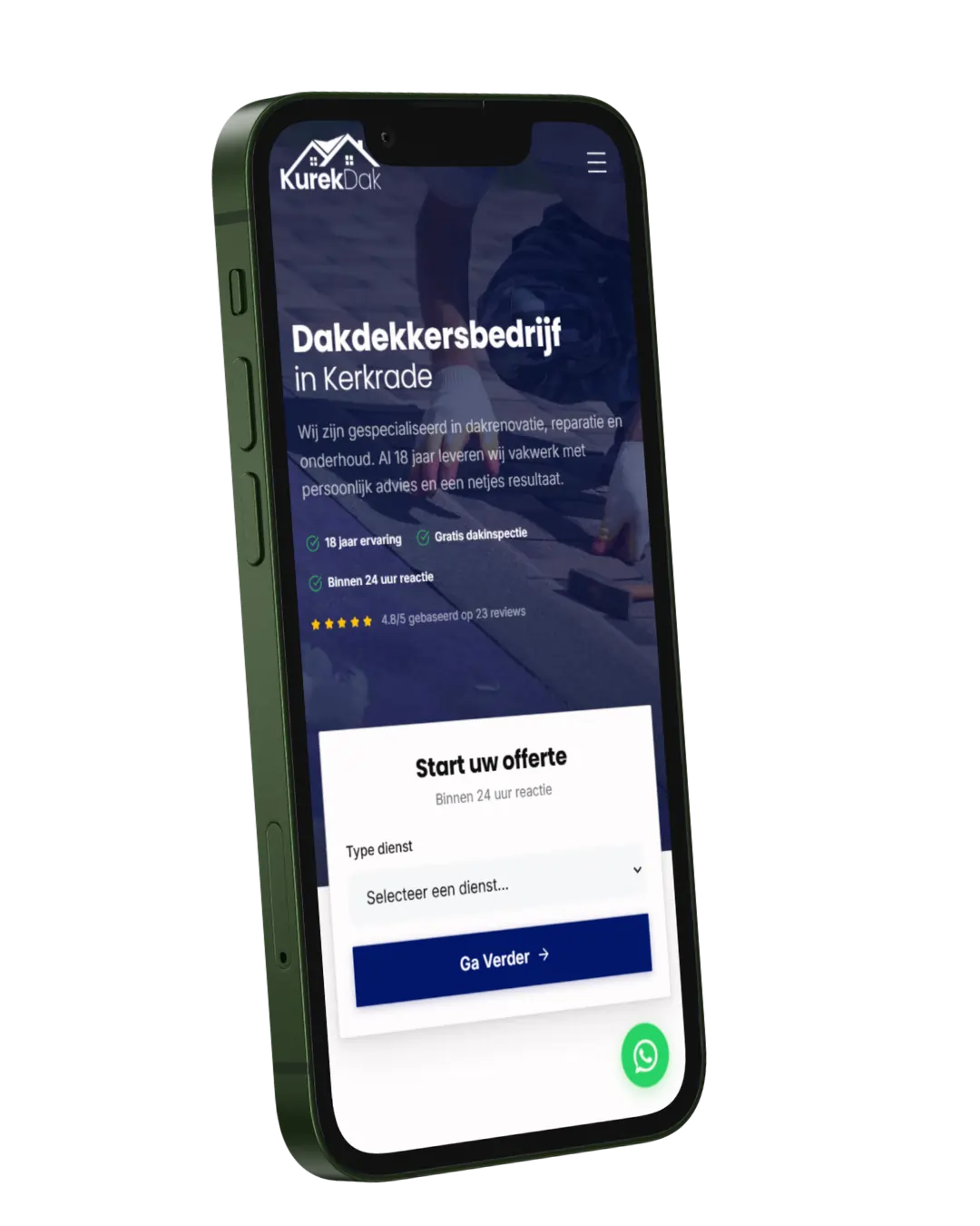 Maatwerk website voor Kurekdak.nl