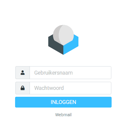 Webmail inlogscherm met gebruikersnaam en wachtwoord velden